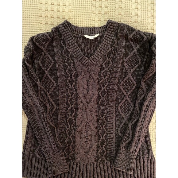 Time and Tru Womens Sweater Dark Grey Sz Small measure like Med Thick Cable Knit - Picture 6 of 12